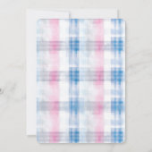 Pink Blue White Plaid Stripes Bridal Shower Kaart (Achterkant)