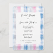 Pink Blue White Plaid Stripes Bridal Shower Kaart (Voorkant)