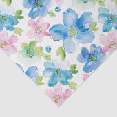 Pink Blue White Plaid Stripes Floral Birthday Tissuepapier (Detail)