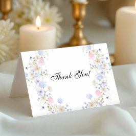 Pink & Blue Wildflower Geslacht onthullen Bedankkaart