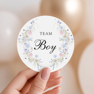 Pink & Blue Wildflower Geslacht onthullen Team Boy Ronde Sticker