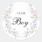 Pink & Blue Wildflower Geslacht onthullen Team Boy Ronde Sticker (Voorkant)