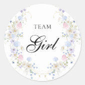 Pink & Blue Wildflower Geslacht onthullen Team Gir Ronde Sticker (Voorkant)