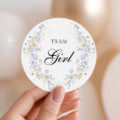 Pink & Blue Wildflower Geslacht onthullen Team Gir Ronde Sticker