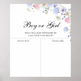 Pink & Blue Wildflower Geslacht Onthulling Voorspe Poster