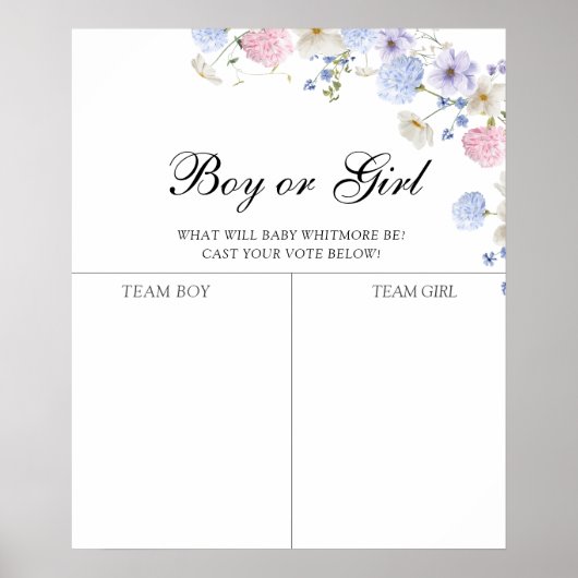 Pink & Blue Wildflower Geslacht Onthulling Voorspe Poster (Voorkant)