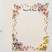 Pink Blue Yellow Dried Flowers Stationery Paper (Voorkant / Achterkant)