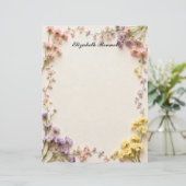 Pink Blue Yellow Dried Flowers Stationery Paper (Staand voorkant)