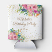 Pink Blue Yellow Floral Birthday Party Blikjeskoeler (Achterkant)