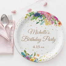Pink Blue Yellow Floral Birthday Party
