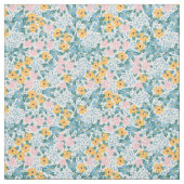 Pink Blue Yellow Flowers Floral Pattern Stof (Swatch)