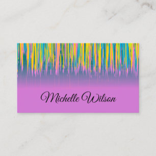 Pink Blue Yellow Watercolor Paint Visitekaartje