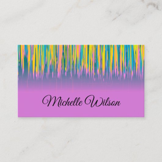 Pink Blue Yellow Watercolor Paint Visitekaartje (Voorkant)