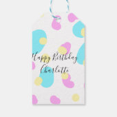 Pink blue yellowhappy birthday kids shapes abstrac cadeaulabel (Achterkant)