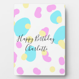 Pink blue yellowhappy birthday kids shapes abstrac fotoplaat