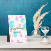 Pink blue yellowhappy birthday kids shapes abstrac fotoplaat (Zijkant)