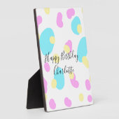 Pink blue yellowhappy birthday kids shapes abstrac fotoplaat (Zijkant)