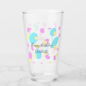 Pink blue yellowhappy birthday kids shapes abstrac glas (Achterkant)