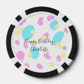 Pink blue yellowhappy birthday kids shapes abstrac poker chips (Achterkant)