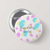 Pink blue yellowhappy birthday kids shapes abstrac ronde button 5,7 cm (Voorkant /achterkant)