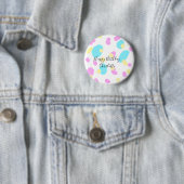 Pink blue yellowhappy birthday kids shapes abstrac ronde button 5,7 cm (In situ)