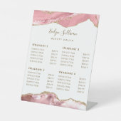 Pink Blush Agate Beauty Salon Price List Reclamebord Met Voetstuk (Voorkant)
