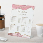 Pink Blush Agate Beauty Salon Price List Reclamebord Met Voetstuk (Insitu)
