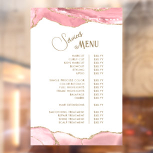 Pink Blush Agate Services Menu Raamsticker