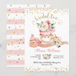 Pink Blush and Gold Floral Vrijgezellenfeest Tea P Kaart
