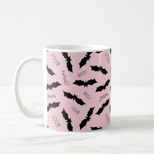 Pink Blush Bats Halloween Koffiemok (Links)