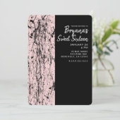 Pink Blush & Black Paint Sweet 16 ANY AGE Party Kaart (Staand voorkant)