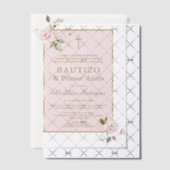 Pink Blush Bloemen Spaans 1e Verjaardag Doop Vellum Uitnodigingen (Offset (Uitnodiging))