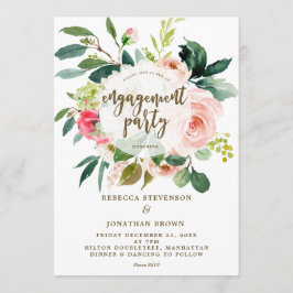 Pink Blush Bloemengroen Engagement Party Kaart