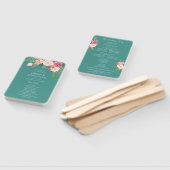 Pink Blush Bloom Floral Wedding Programme Turquois Handwaaier (Niet-gemonteerd)
