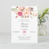 Pink Blush Blooming Floral Birthday White Kaart (Staand voorkant)