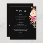 Pink Blush Blooming Floral Menu - Black (Voorkant / Achterkant)