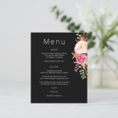 Pink Blush Blooming Floral Menu - Black (Staand voorkant)