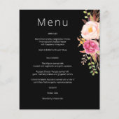 Pink Blush Blooming Floral Menu - Black (Voorkant)