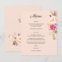 Pink Blush Blooming Floral Menu - Roze