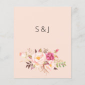 Pink Blush Blooming Floral Menu - Roze (Achterkant)