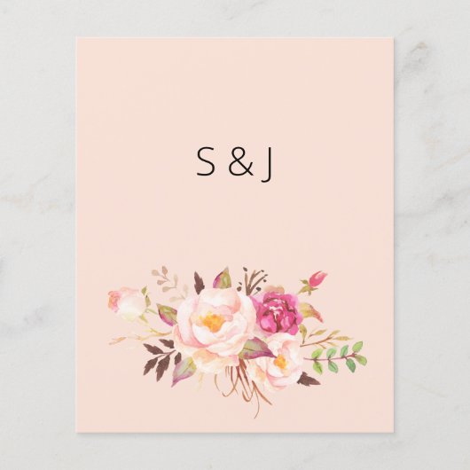 Pink Blush Blooming Floral Menu - Roze (Achterkant)