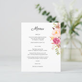 Pink Blush Blooming Floral Menu - White (Staand voorkant)