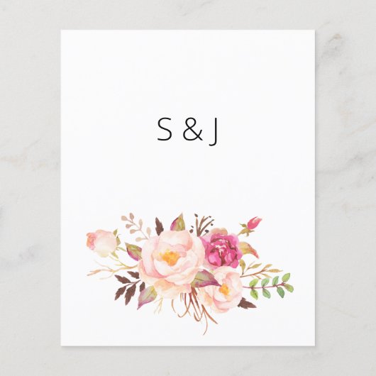 Pink Blush Blooming Floral Menu - White (Achterkant)