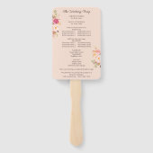 Pink Blush Blooming Floral Wedding Programme Pink Handwaaier (Achterkant)