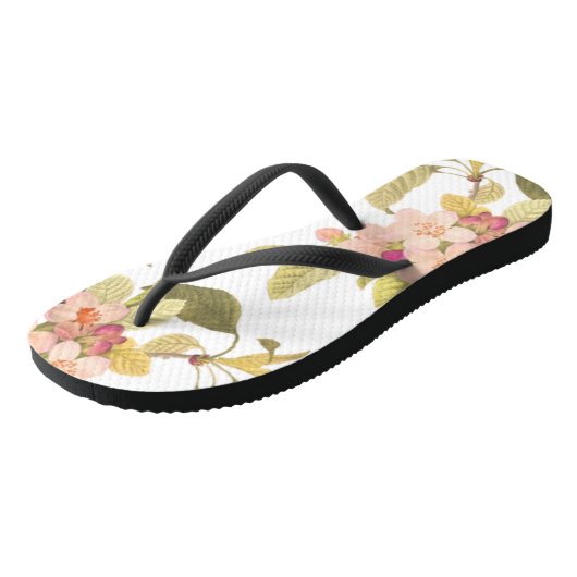 Pink Blush Blooming Summer Floral Botanical Teenslippers (Schuin)