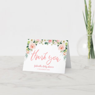 Pink Blush Blooms baby shower Dank u kaart