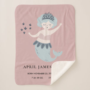 PINK BLUSH BLUE LITTLE MERMAID BABY BIRTH STATIONS SHERPA DEKEN