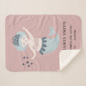 PINK BLUSH BLUE LITTLE MERMAID BABY BIRTH STATS SHERPA DEKEN (Voorkant (horizontaal))