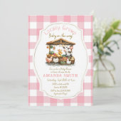 Pink Blush Boerderij Gingham Market Baby shower Kaart (Staand voorkant)
