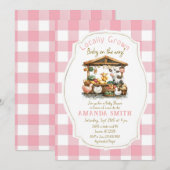 Pink Blush Boerderij Gingham Market Baby shower Kaart (Voorkant / Achterkant)